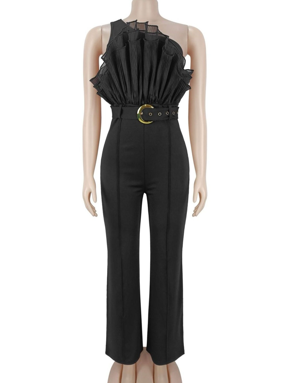 One-Shoulder Ruffled Wide-Leg Jumpsuit - Picture 4 of 9